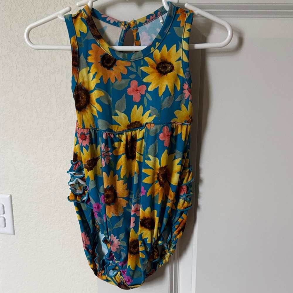Little Sleepies Sunflower field bubble Romper
